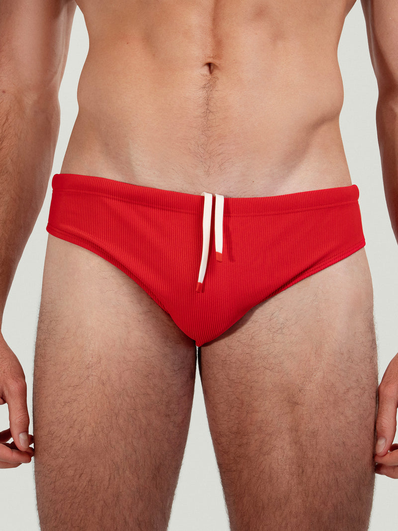 Ribbed Dune Brief Scarlet