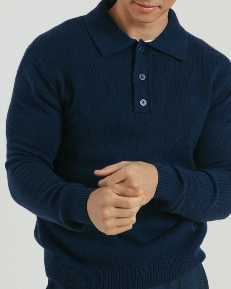 Meadow Knit Polo in Midnight