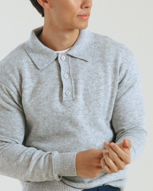 Meadow Knit Polo in Mist – GOODPARK NYC Meadow Knit Polo in Mist – GOODPARK NYC